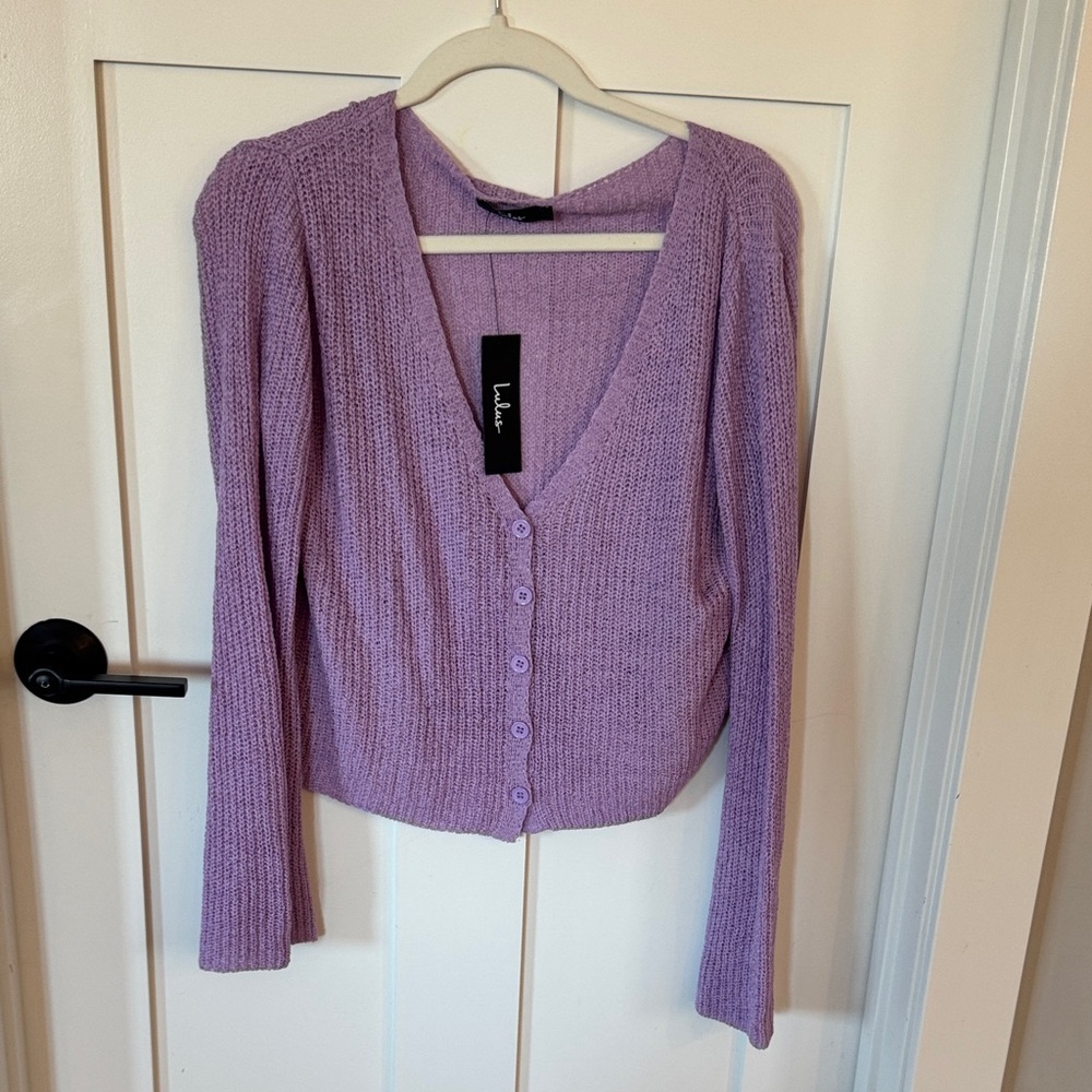 Lilac Button-Up Cardigan